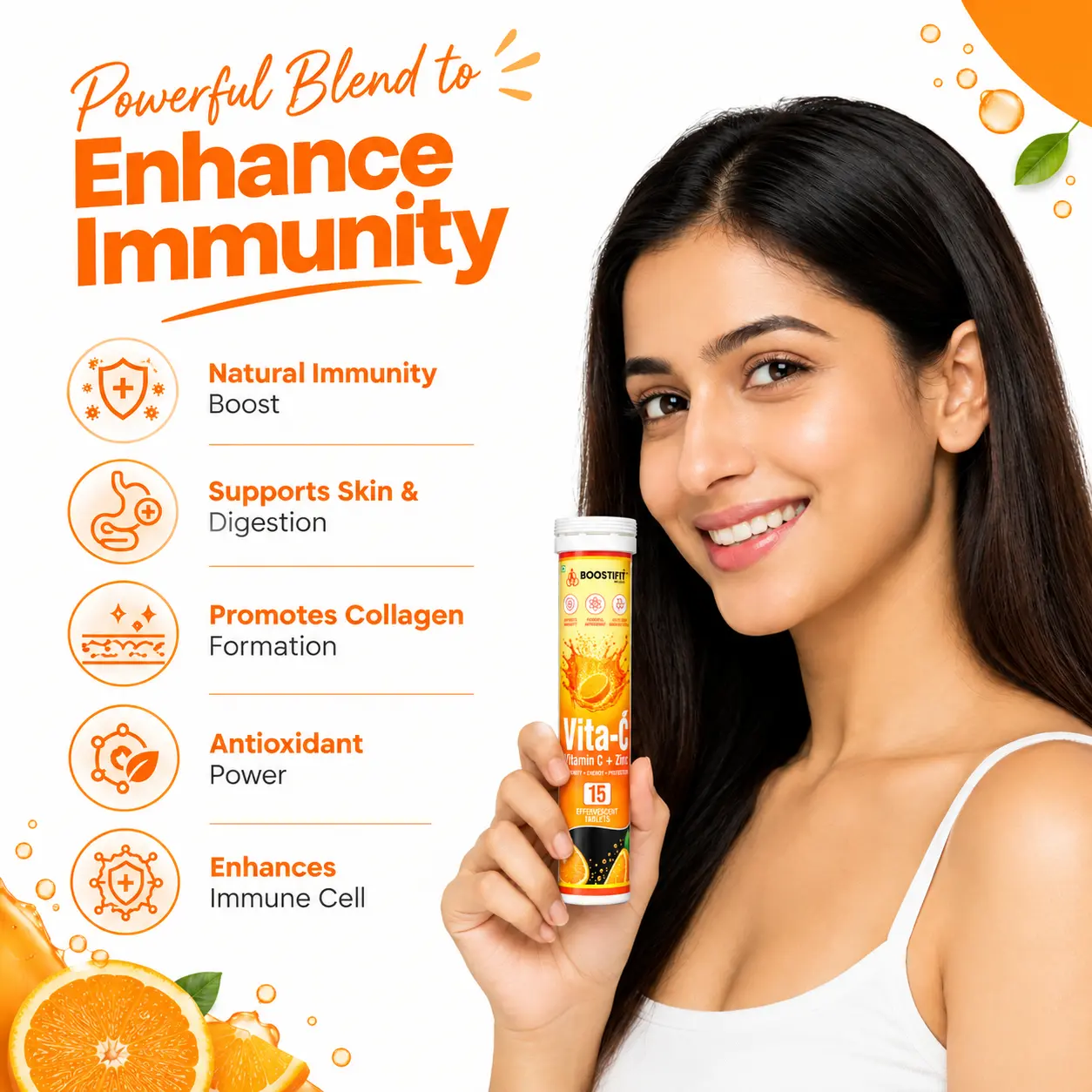 Lifestyle product visual supplied for Boostifit VITA-C Vitamin C + Zinc